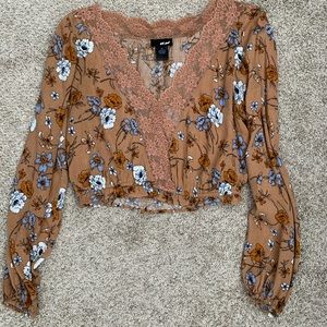 Floral low cut crop top
